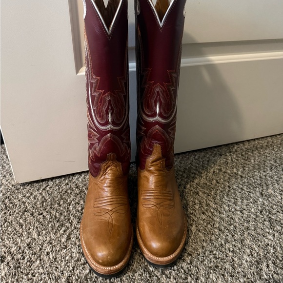 Lucchese Shoes - Lucchese Brown and Burgundy Women's Boots